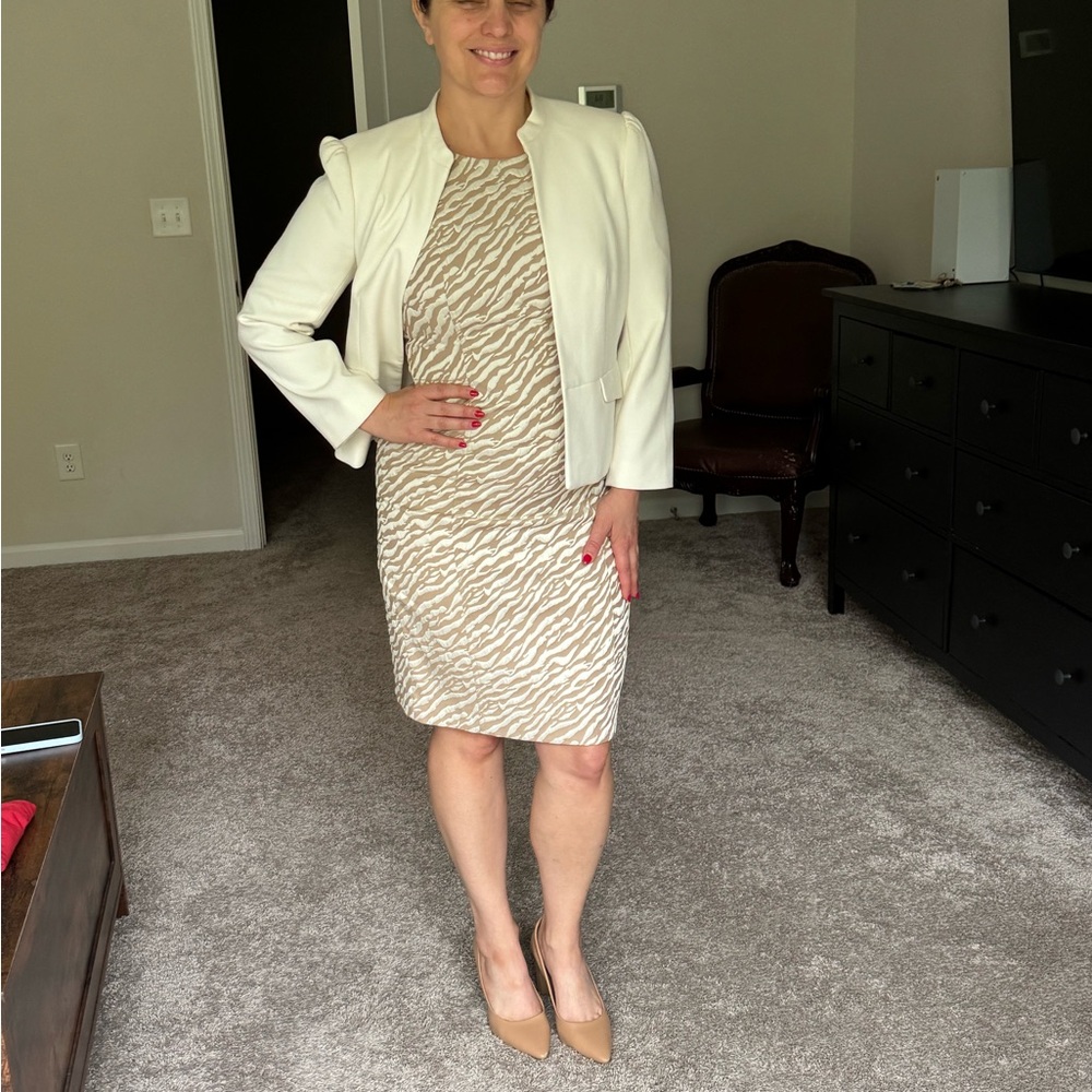 Calvin Klein Beige Zebra Print Midi Dress